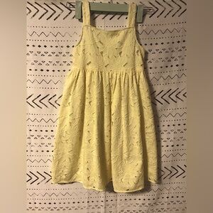 🫵🏼NORDSTROM Girls Yellow Lemonade Floral Lace Lined Dress Size 6